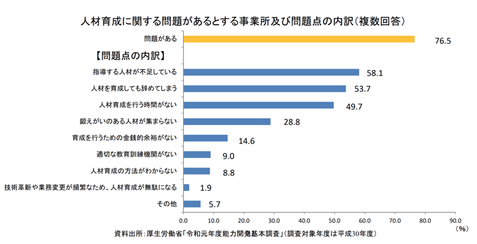 1.人材育成に関する問題があるとする事業所及び問題点の内訳-1